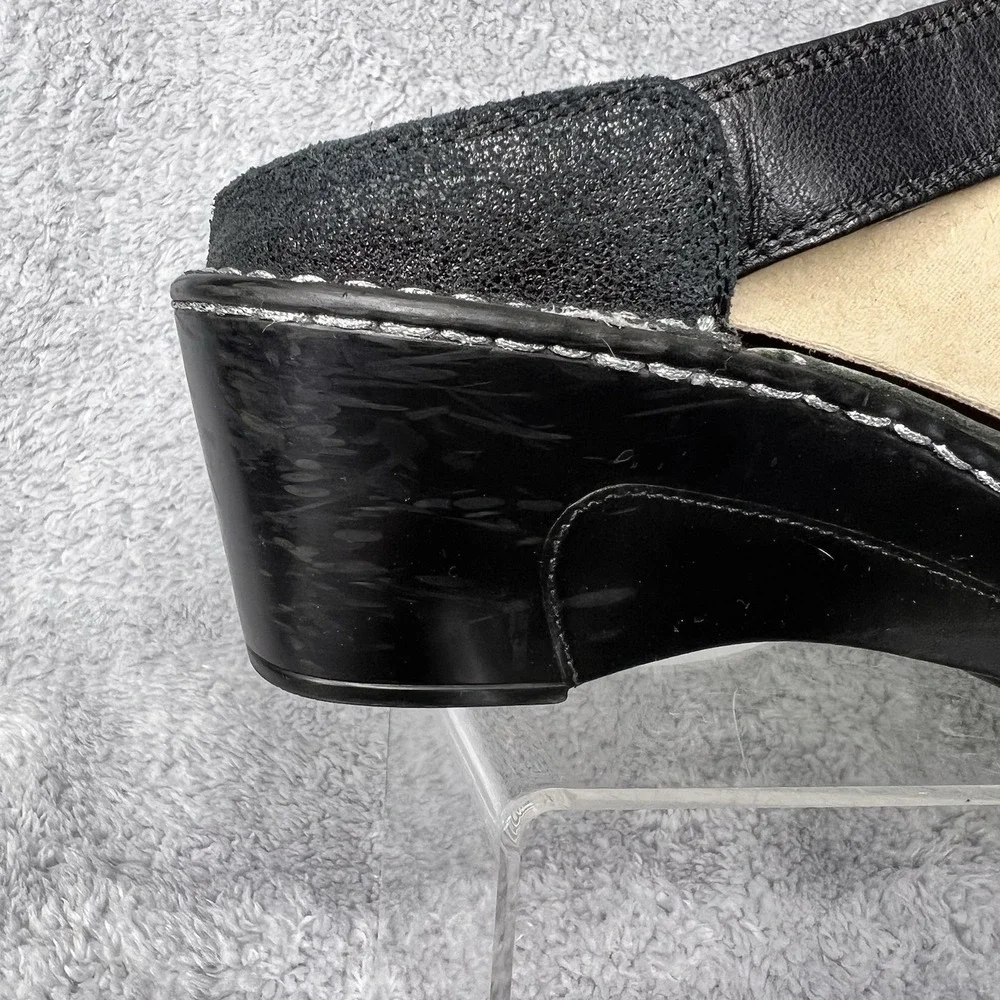 Alegria Lara Leather T Strap Sandals Womens Size 37 US 7 Black Adjustable